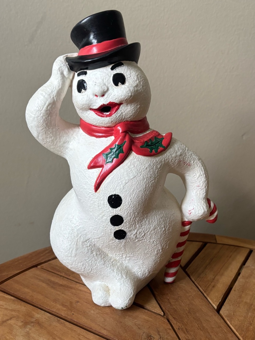 Vintage Frosty the Snowman Sugar Mold Figurine Hand Painted Signed 11” MCM